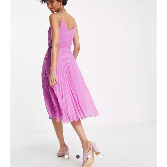 NWOT ASOS Purple Pleated Midi Blouson Dress Size 4 - Picture 11 of 12